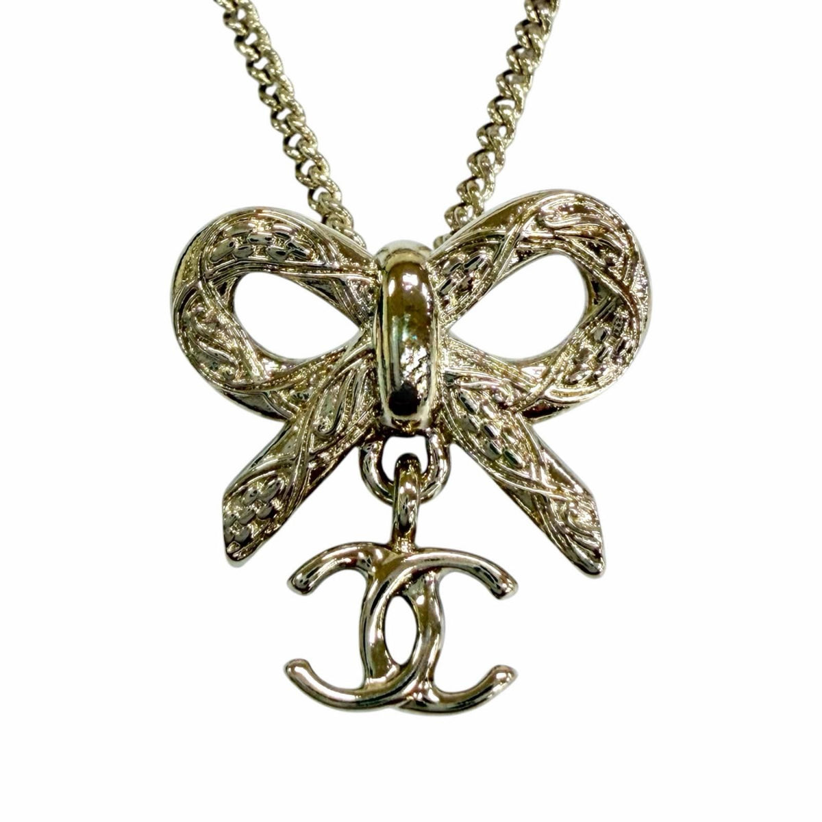 Chanel CC Logo Ribbon 2-Way Necklace Gold