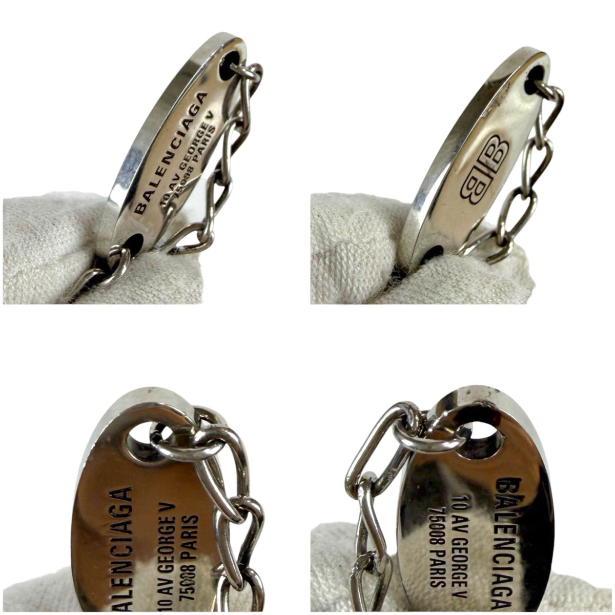 Balenciaga Everyday Bracelet Antique Silver Chain Anklet BB Logo — view 4