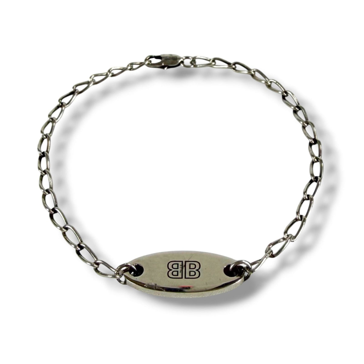 Balenciaga Everyday Bracelet Antique Silver Chain Anklet BB Logo — view 2