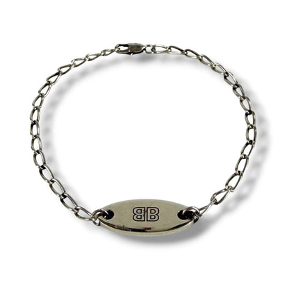 Balenciaga Everyday Bracelet Antique Silver Chain Anklet BB Logo — view 2