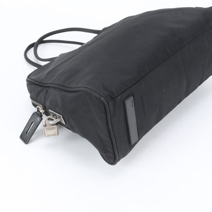 Prada White Tag Tessuto Nylon Triangle Logo Leather Tote Bag — view 4