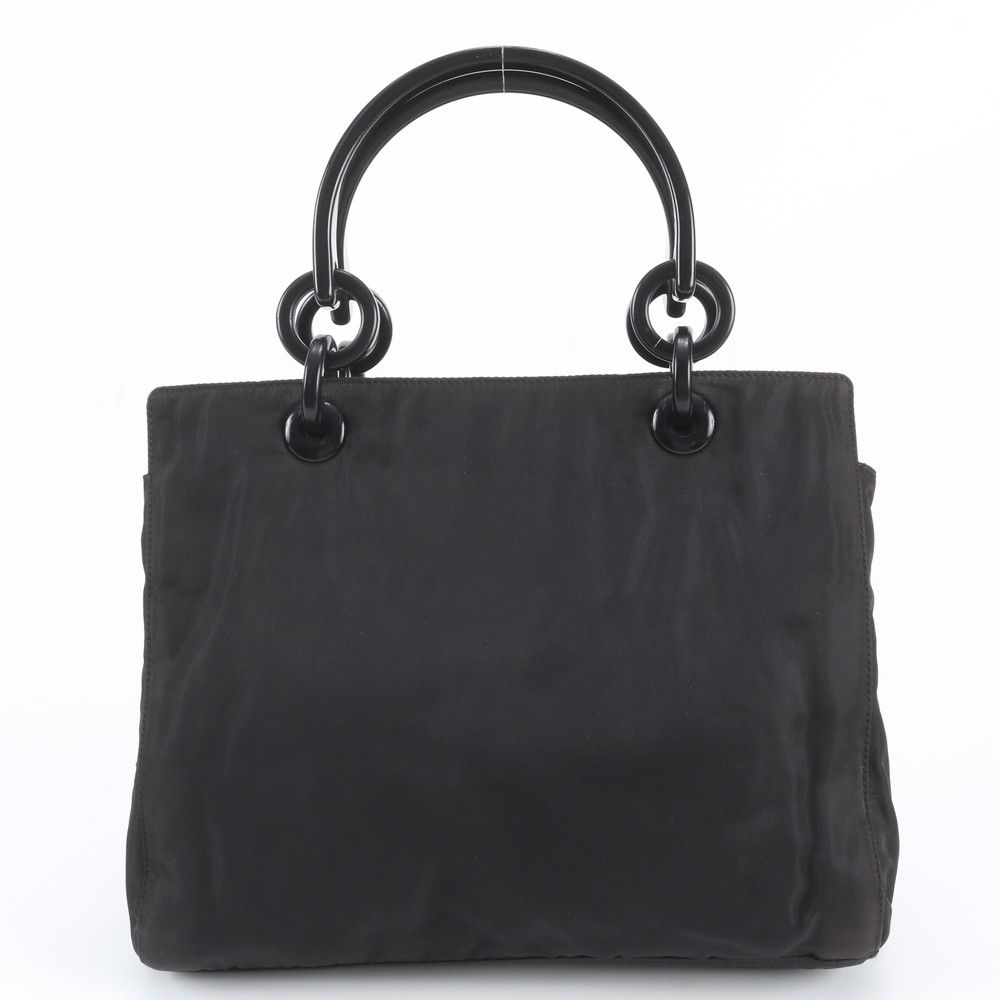 Prada Tessuto Nylon Triangle Logo Chain Handle Tote Bag