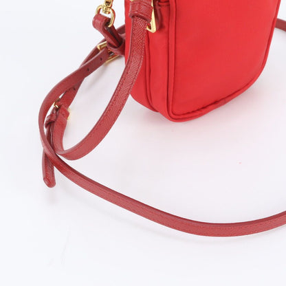 Prada Tessuto Nylon Triangle Logo Leather Shoulder Bag Crossbody — view 2
