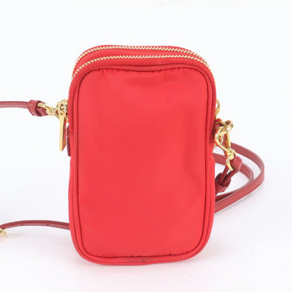 Prada Tessuto Nylon Triangle Logo Leather Shoulder Bag Crossbody — view 3