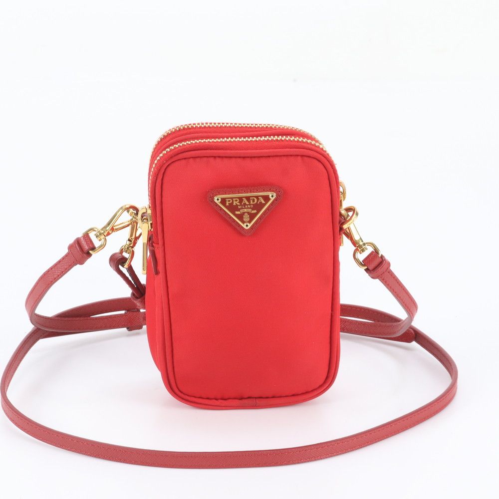 Prada Tessuto Nylon Triangle Logo Leather Shoulder Bag Crossbody