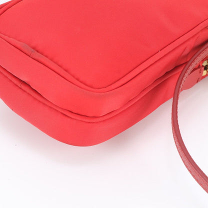 Prada Tessuto Nylon Triangle Logo Leather Shoulder Bag Crossbody — view 5