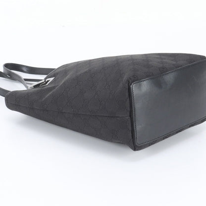 Gucci GG Canvas Leather Tote Bag Shoulder Hand Black — view 5