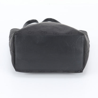 Gucci GG Canvas Leather Tote Bag Shoulder Hand Black — view 6