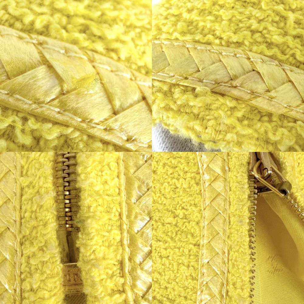 Chanel Jacket Zip Up Yellow Cotton Wool Spring Autumn 40 — view 4