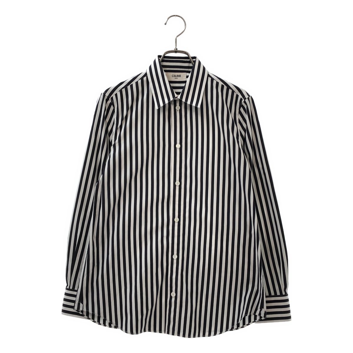 Celine Striped Shirt long Sleeve White Black 38