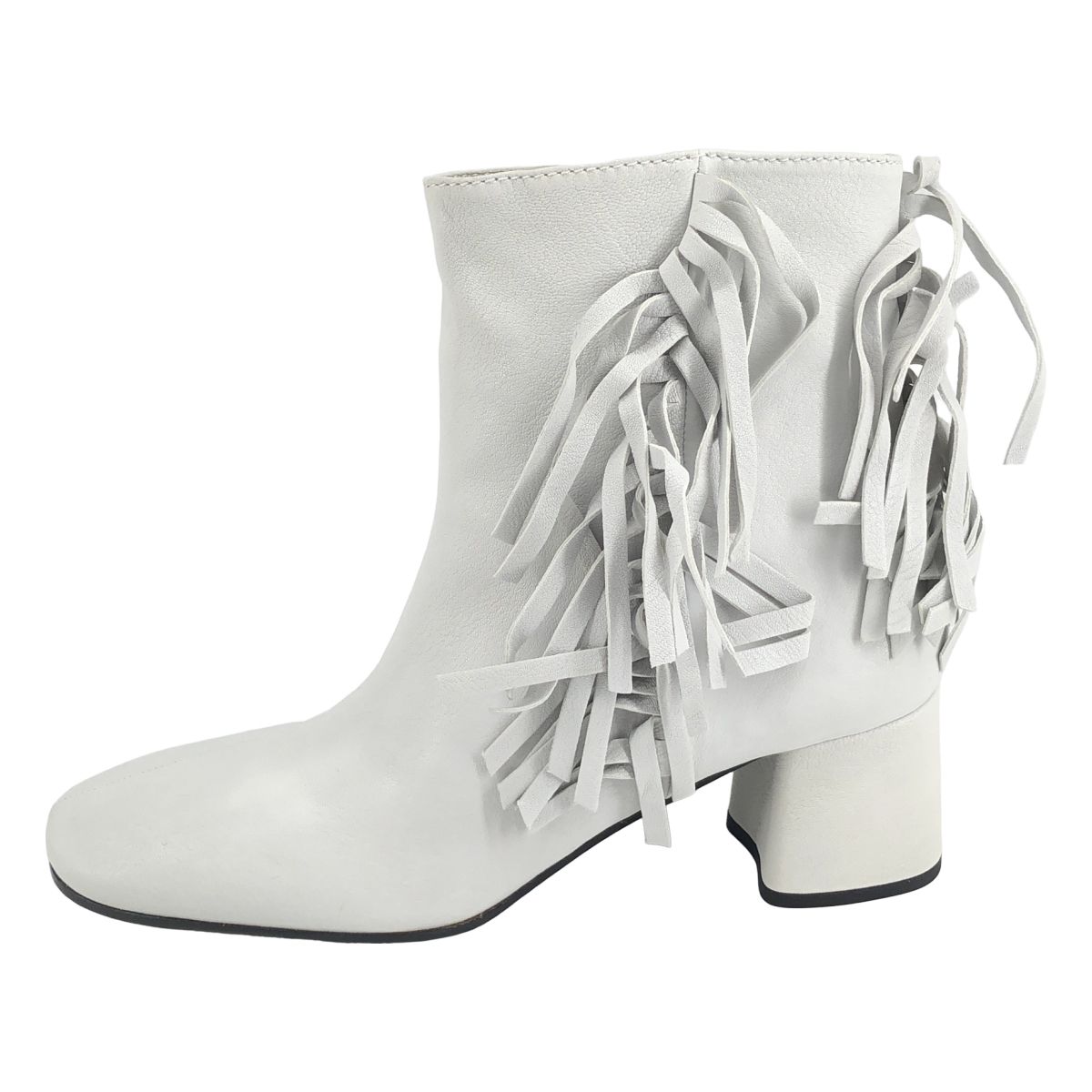Prada Fringe Short Boots White — view 2