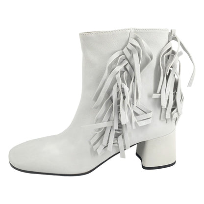 Prada Fringe Short Boots White — view 2