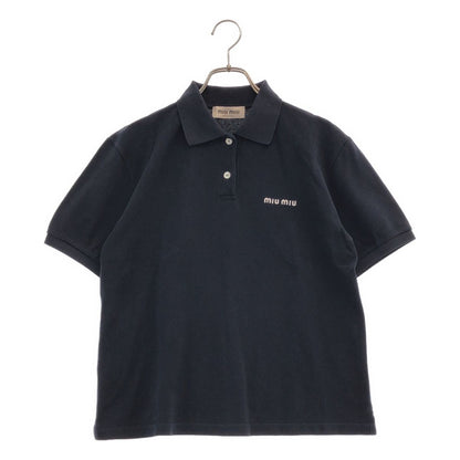Miu Miu Cotton Pique Polo Shirt Navy XS