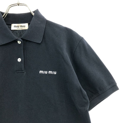 Miu Miu Cotton Pique Polo Shirt Navy XS — view 2