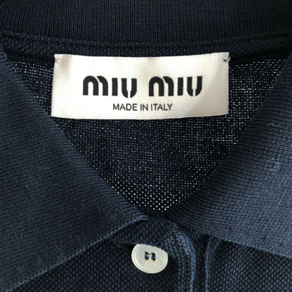 Miu Miu Cotton Pique Polo Shirt Navy XS — view 5