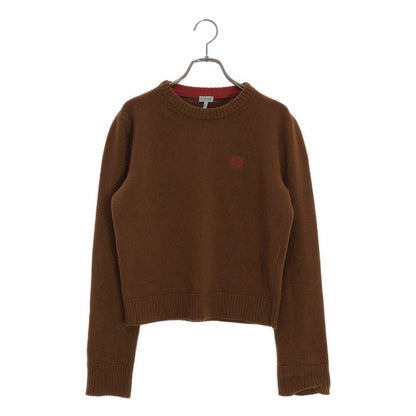 Loewe Wool Anagram Logo Cropped Knit Brown Sweater S