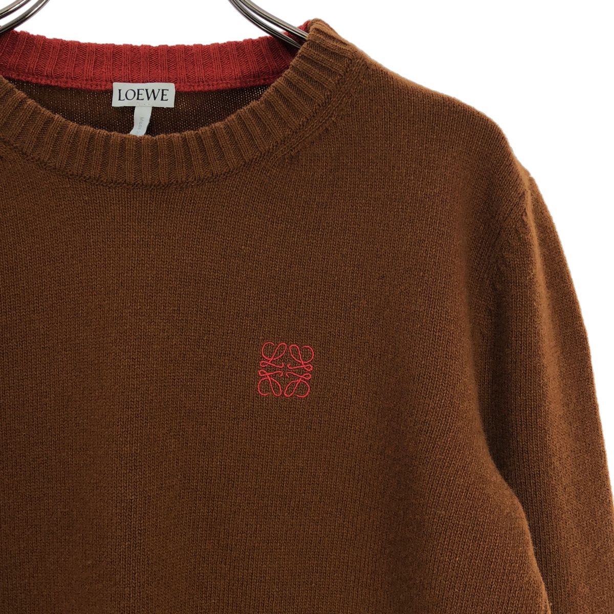 Loewe Wool Anagram Logo Cropped Knit Brown Sweater S — view 2