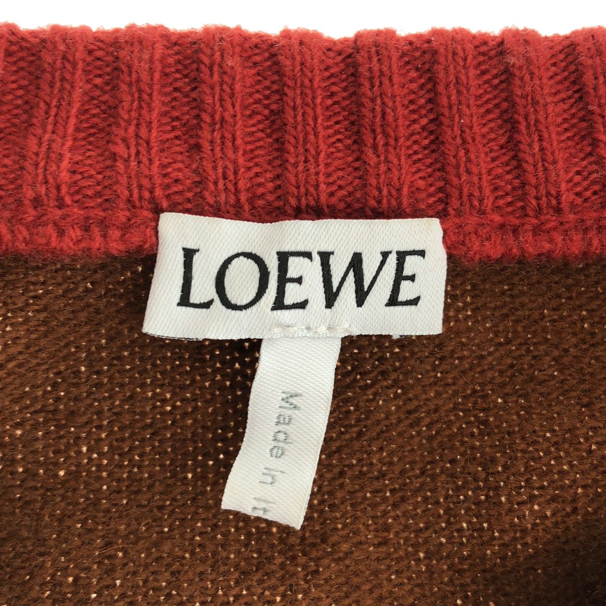 Loewe Wool Anagram Logo Cropped Knit Brown Sweater S — view 5