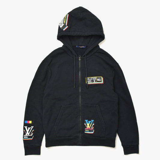 Louis Vuitton LV Jazz Multi Logo Zip Up Hoodie Black M