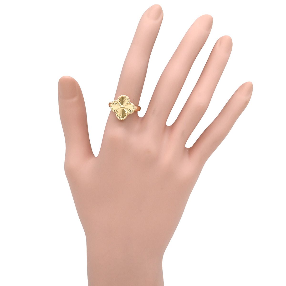 Van Cleef & Arpels Ring Vintage Alhambra Guilloche Yellow Gold 51 YG — view 7