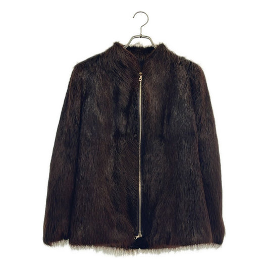 Loewe Nutria Fur Zip Up Jacket Brown 42