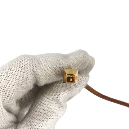 Hermes Lanille Leather Necklace Brown Gold — view 6