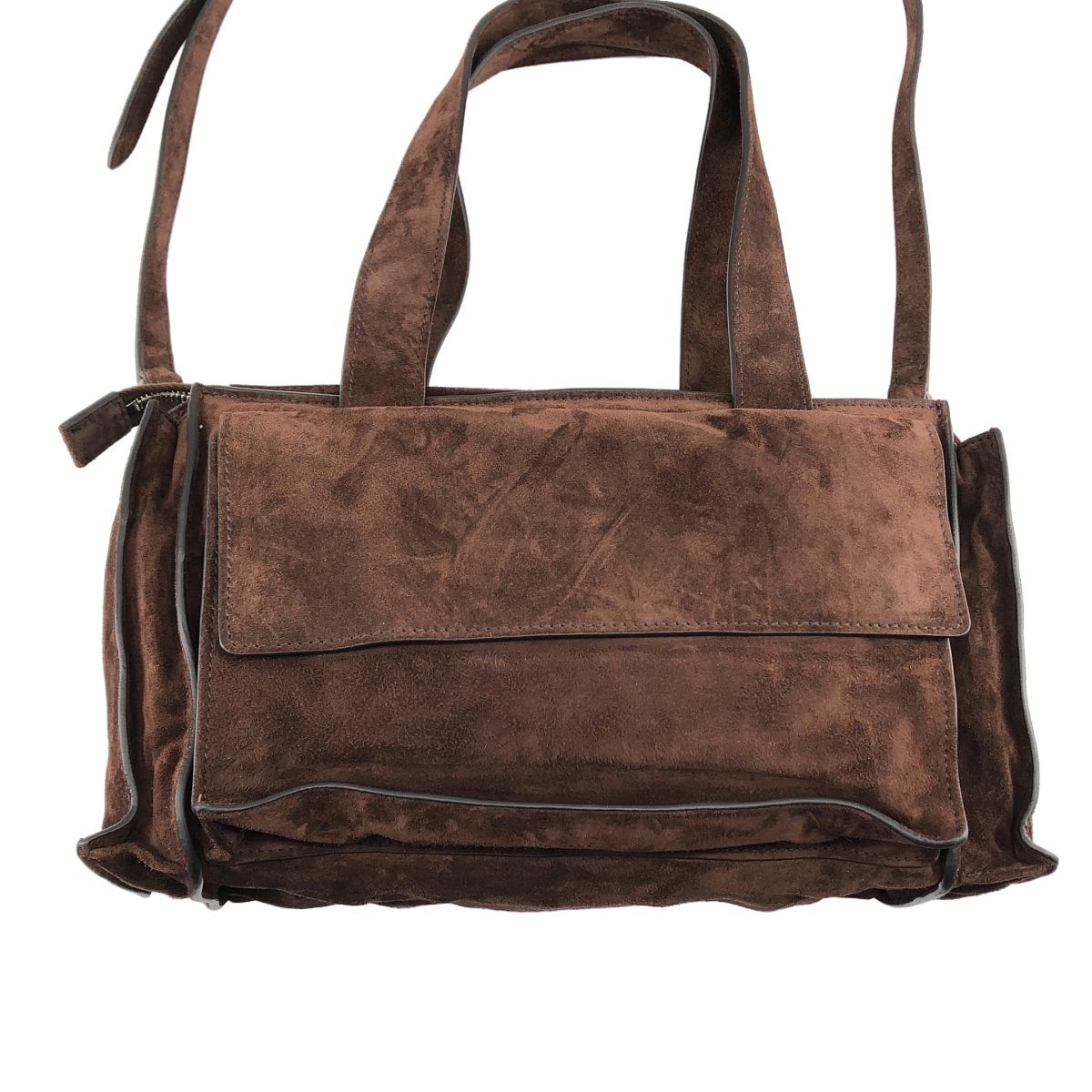 Miu Miu Utilitaire Suede Shoulder Bag TU Brown — view 4