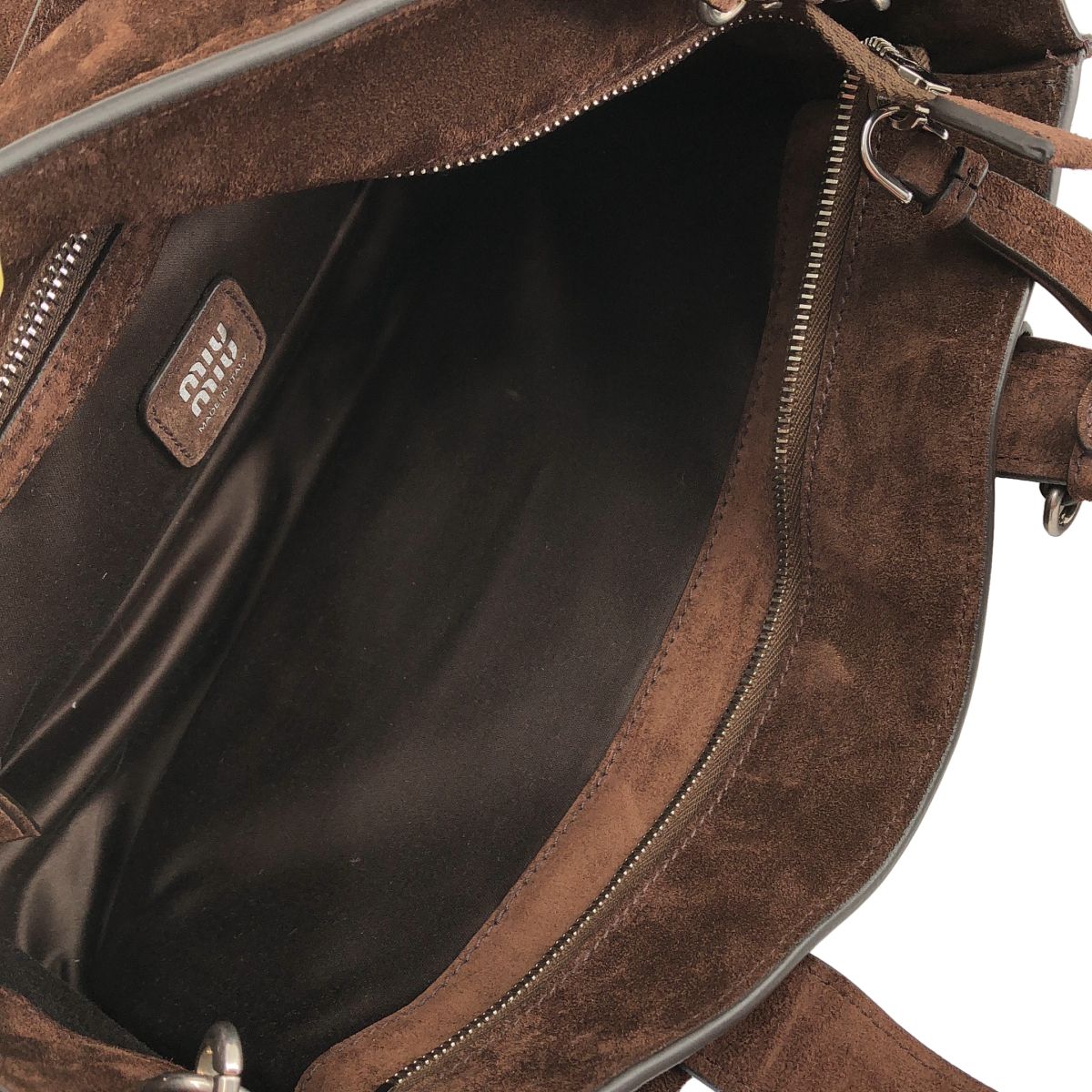 Miu Miu Utilitaire Suede Shoulder Bag TU Brown — view 5
