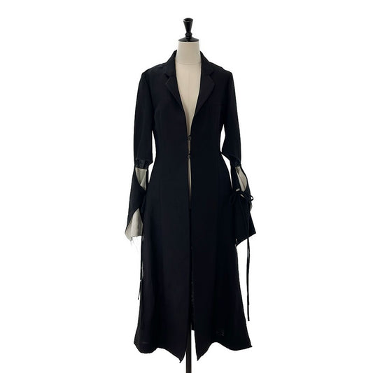 Loewe Linen Tie Up Sleeve Detail Coat Cutoff Flare Black 34