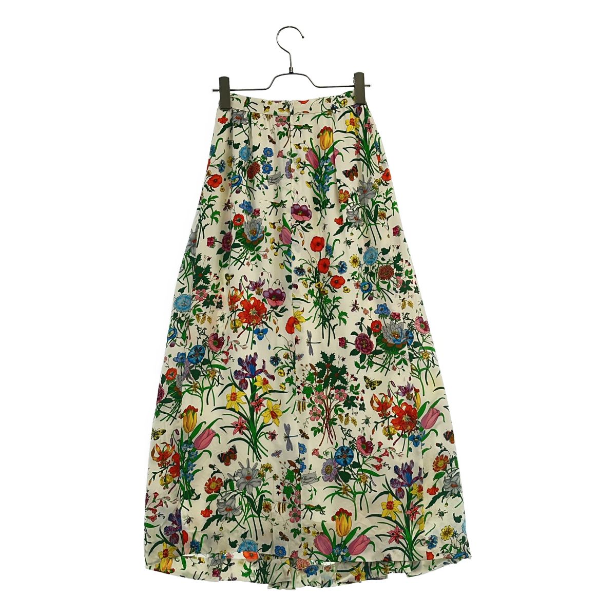 Gucci Silk Twill Flora Pleated Skirt White 38 — view 4