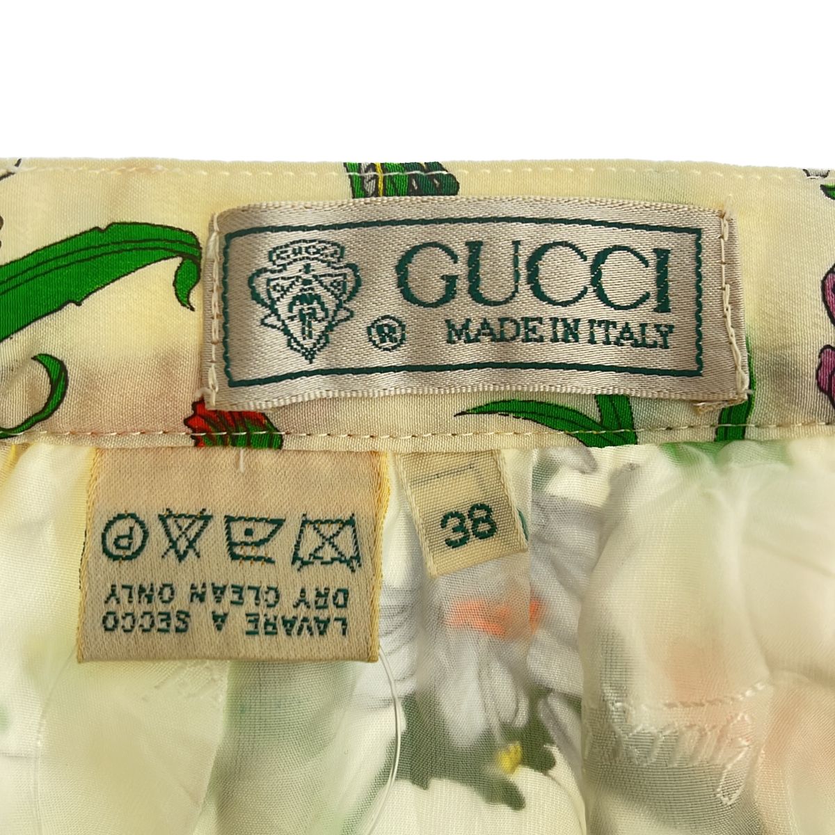 Gucci Silk Twill Flora Pleated Skirt White 38 — view 6
