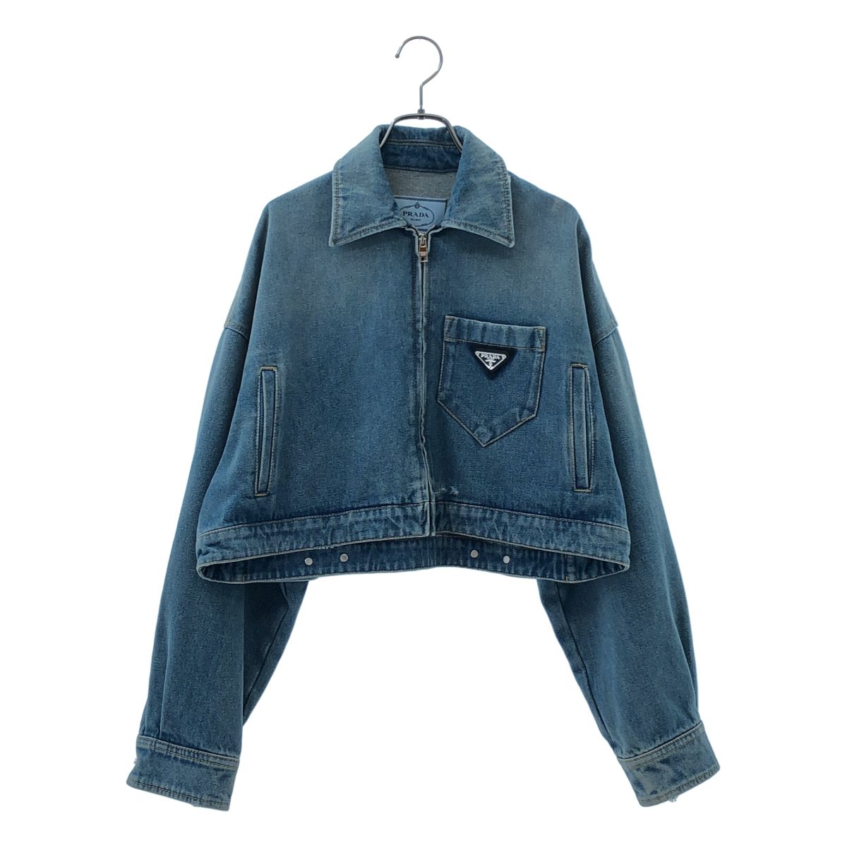 Prada Organic Denim Cropped Jacket Indigo 36