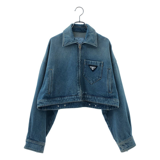 Prada Organic Denim Cropped Jacket Indigo 36