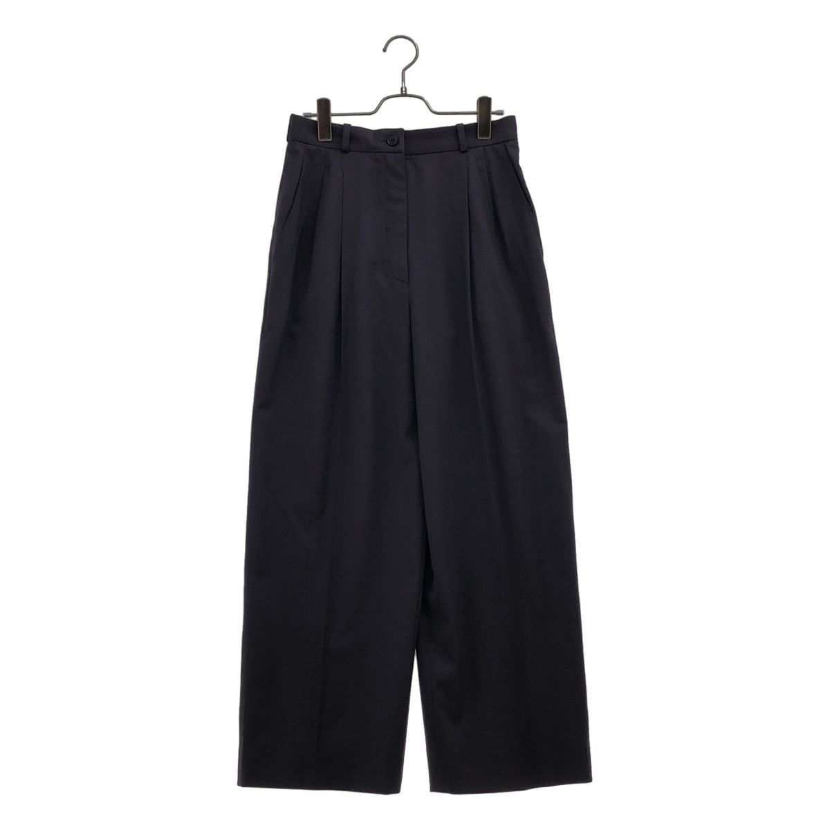 Hermes Martin Margiela Era Wool Tuck Wide Trousers Navy Pants 40