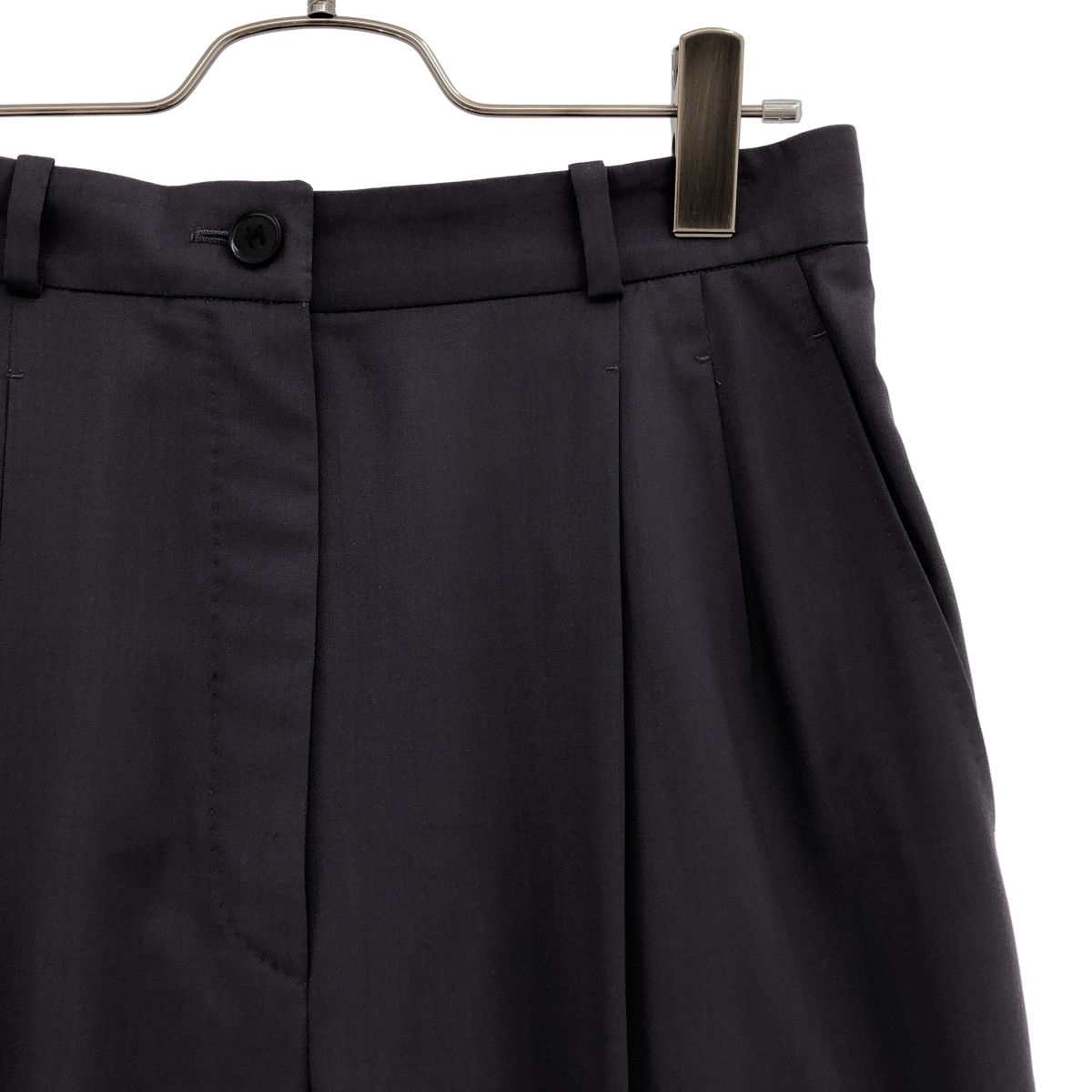 Hermes Martin Margiela Era Wool Tuck Wide Trousers Navy Pants 40 — view 2