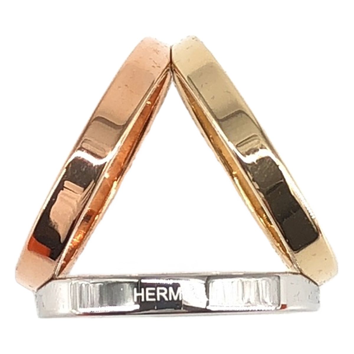 Hermes Trio Scarf Ring Gold Pink Silver — view 4