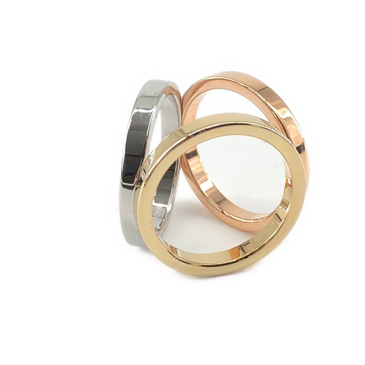 Hermes Trio Scarf Ring Gold Pink Silver — view 2