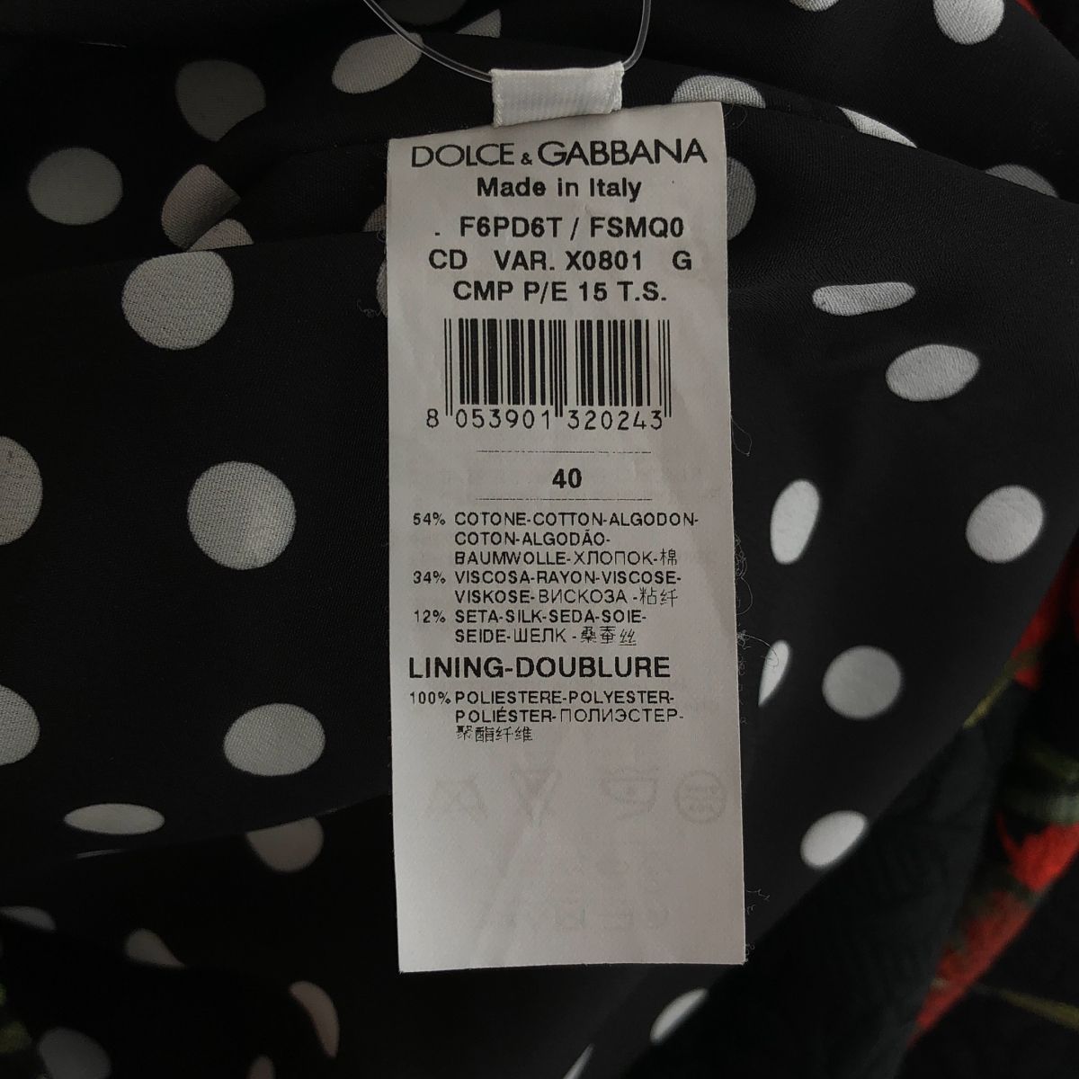 Dolce & Gabbana All Over Print Flower Jacquard Dress Dot Fully Lined Black 40 — view 8