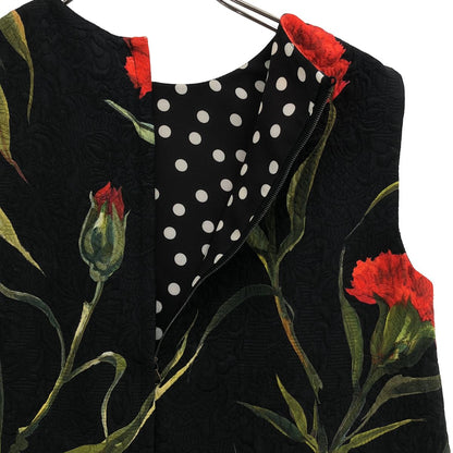 Dolce & Gabbana All Over Print Flower Jacquard Dress Dot Fully Lined Black 40 — view 5