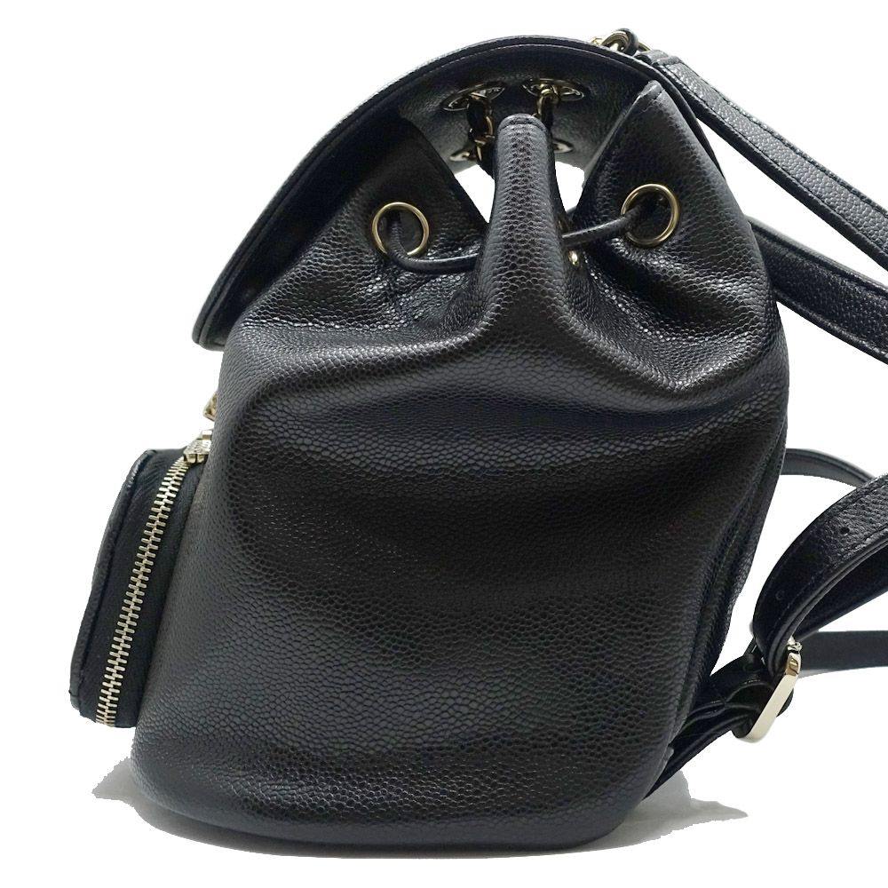 Chanel CC Logo Backpack Grained Calfskin BK — view 3
