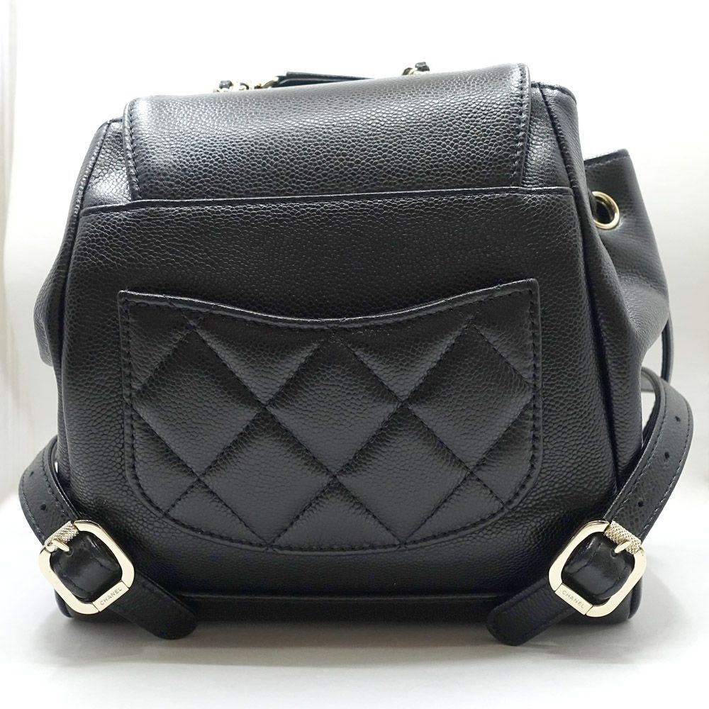 Chanel CC Logo Backpack Grained Calfskin BK — view 2