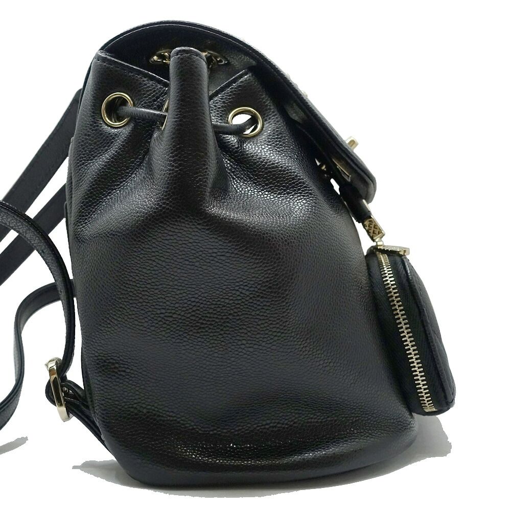 Chanel CC Logo Backpack Grained Calfskin BK — view 4