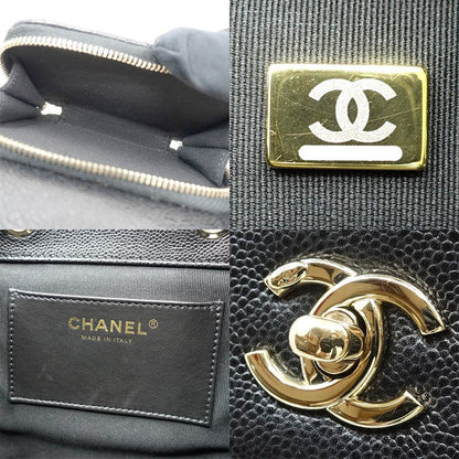 Chanel CC Logo Backpack Grained Calfskin BK — view 8