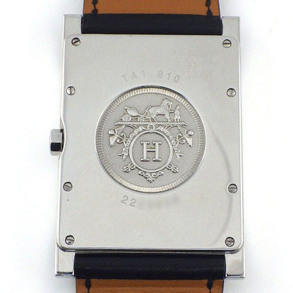Hermes Watch Tandem Rectangular Black Dial Small Second Leather Strap SS Quartz — view 4