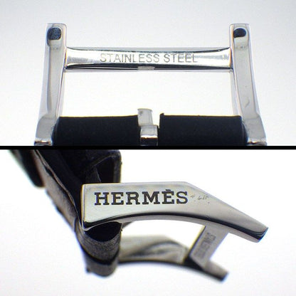 Hermes Watch Tandem Rectangular Black Dial Small Second Leather Strap SS Quartz — view 5