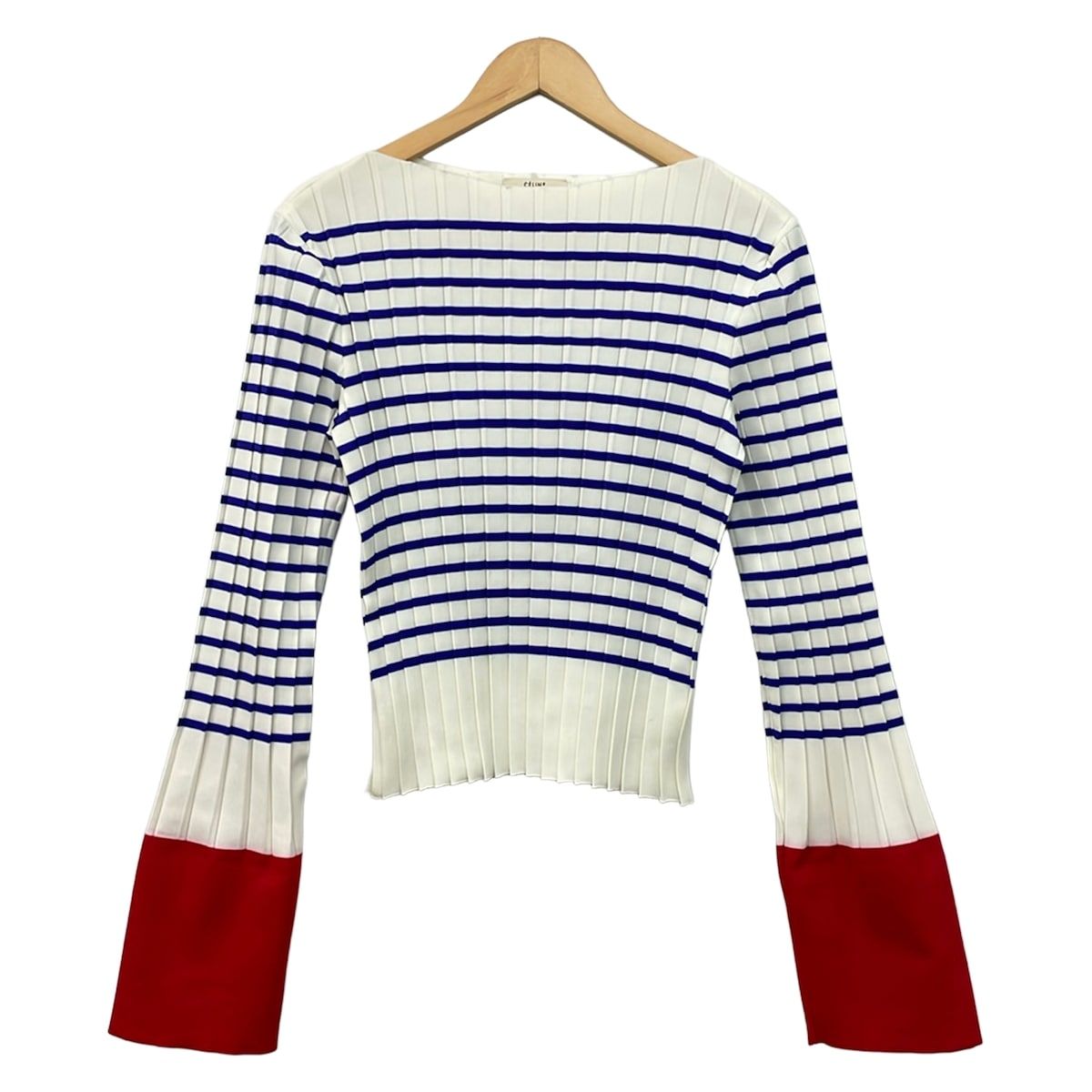 Celine Long Sleeve Top White Blue Red M