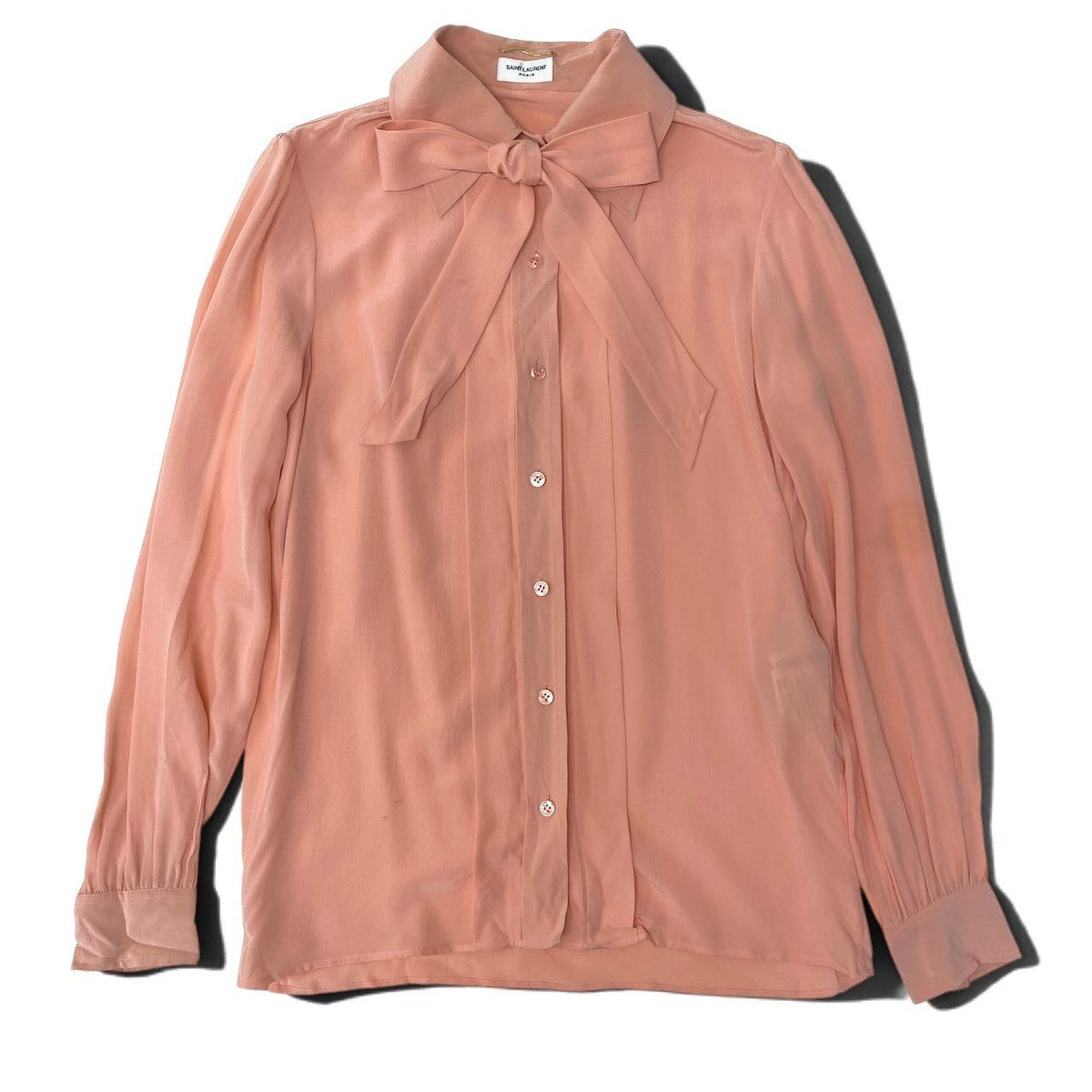 Saint Laurent Silk Shirt Long Sleeve Top Orange Beige 36 — view 2