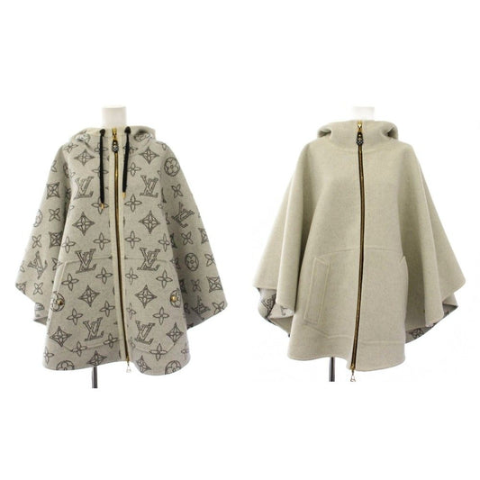 Louis Vuitton Reversible Monogram Mahina Cape Poncho Hoodie TU Ivory