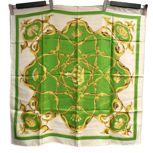 Hermes Carre 90 Scarf Crown Green