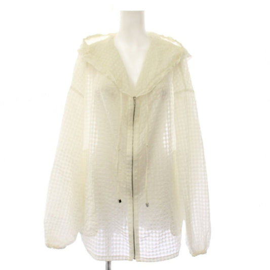Hermes Martin Margiela Era Sheer Hoodie Check Zip Up Long Sleeve White 38